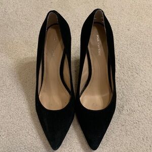 Pour La Victoire Black Suede Block Heel Size 8.5